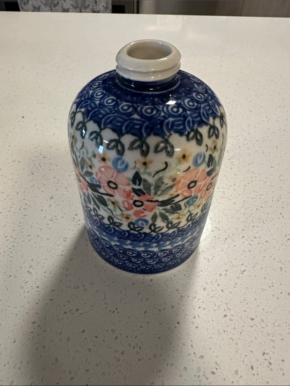 Handcrafted Blue Floral Ceramic Vase - Home Accents